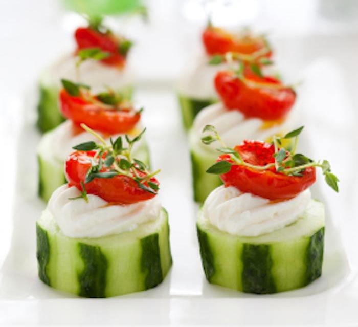 Cucumber Cream Cheese Tomato Bites