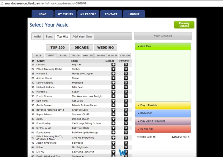 A picture showing you how you to choose songs from the list of thousands